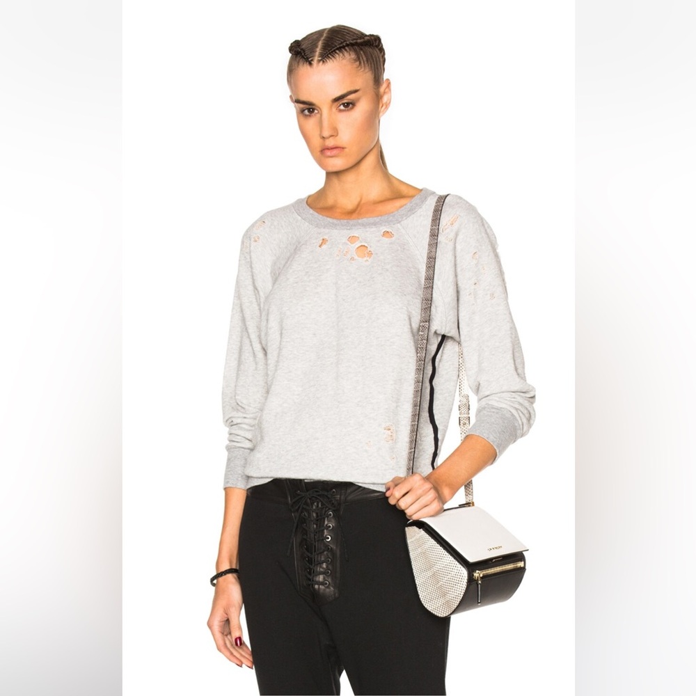 Unravel Shredded Raglan Crewneck Sweatshirt